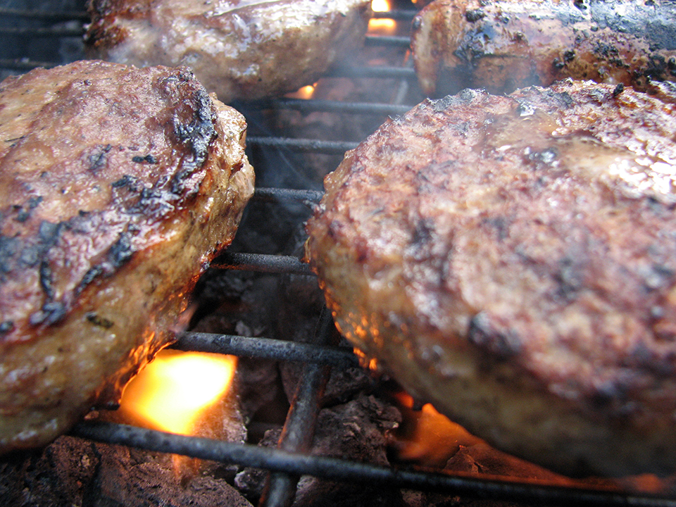 burgers on the grill